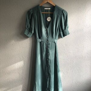 Pinkblush Teal Button-Front Midi Dress